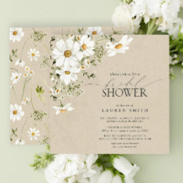 Invitación Elegante acuarela rústica Daisy Bridal Shower