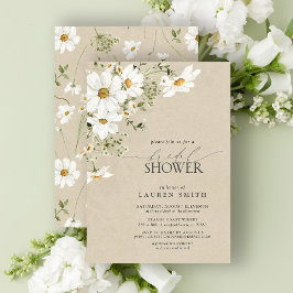 Invitación Elegante acuarela rústica Daisy Bridal Shower