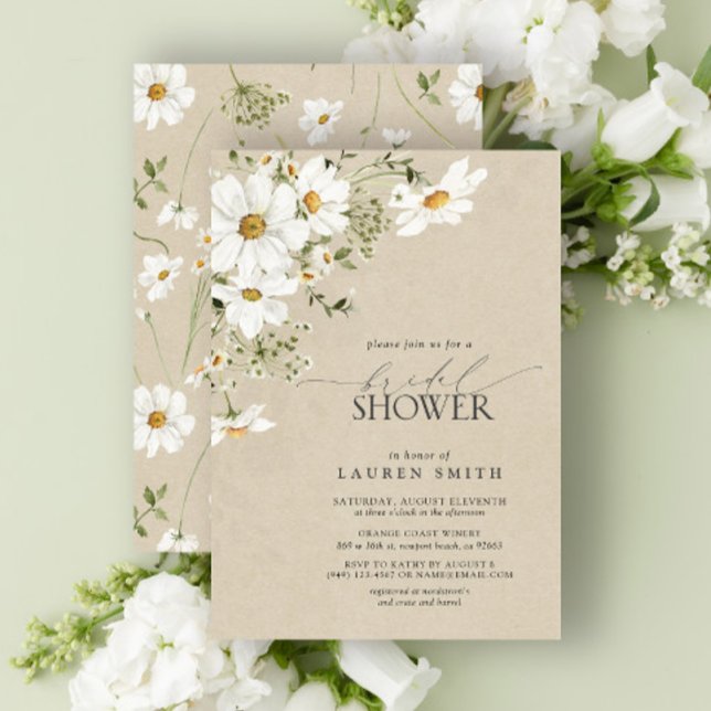 Invitación Elegante acuarela rústica Daisy Bridal Shower (Subido por el creador)
