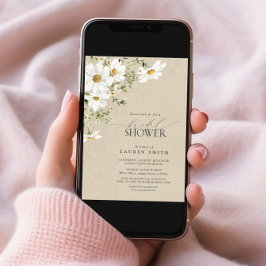Invitación Elegante acuarela rústica Daisy Bridal Shower