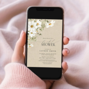 Invitación Elegante acuarela rústica Daisy Bridal Shower