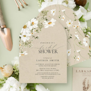 Invitación Elegante acuarela rústica Daisy Bridal Shower