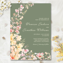 Elegante acuarela Sage Green Wildflowers Boda