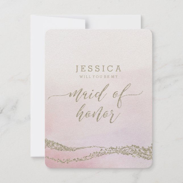 Invitación Elegante acuarela será mi empleada de honor (Anverso)