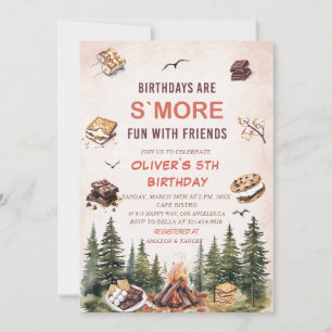 Invitación Elegante acuarela S'more para amar cumpleaños de o
