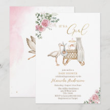 Elegante acuarela Stork Baby Baby Shower