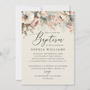 Invitación Elegante acuarela suave boho escritura floral baut