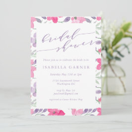 Invitación Elegante acuarela suave pastel rosa ducha de novia