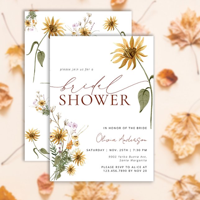 Invitación Elegante acuarela Sunflower Bridal Shower (Subido por el creador)