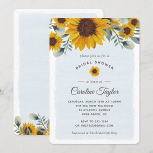 Invitación Elegante acuarela Sunflower Floral Bridal Ducha