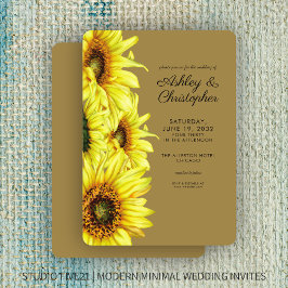 Invitación Elegante acuarela Sunflower Gold Boda