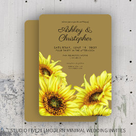 Invitación Elegante acuarela Sunflower Gold Boda