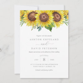 Invitación Elegante acuarela Sunflowers Boda Floral