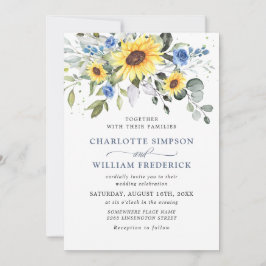 Invitación Elegante acuarela Sunflowers Eucalyptus Boda