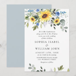 Invitación Elegante acuarela Sunflowers Eucalyptus Boda