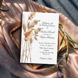 Invitación Elegante acuarela Terracota Pampas Grass Boda