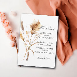 Invitación Elegante acuarela Terracota Pampas Grass Boda