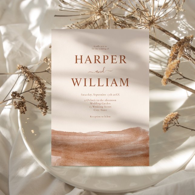 Invitación Elegante acuarela Terracotta Boho Boda (Subido por el creador)