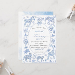 Invitación Elegante acuarela Toile Safari Chinoiserie anima