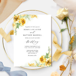 Invitación Elegante acuarela tonos amarillos Boda floral