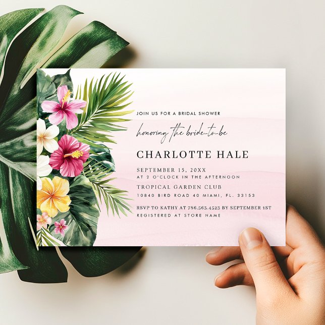 Invitación Elegante acuarela tropical Floral Bridal Ducha (Subido por el creador)