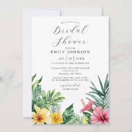 Invitación Elegante acuarela Tropical Floral Bridal Shower