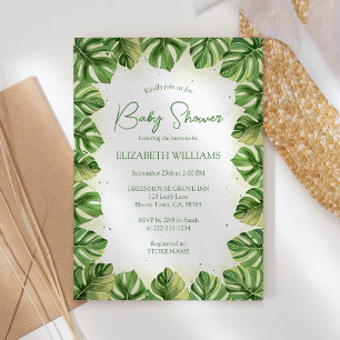 Invitación Elegante acuarela Tropical Palm Baby Shower