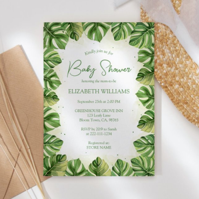 Invitación Elegante acuarela Tropical Palm Baby Shower (Subido por el creador)