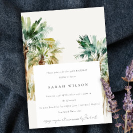 Invitación Elegante acuarela tropical Palm Trees Cumpleaños