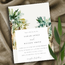 Invitación Elegante acuarela tropical Palm Trees Vow Renovaci