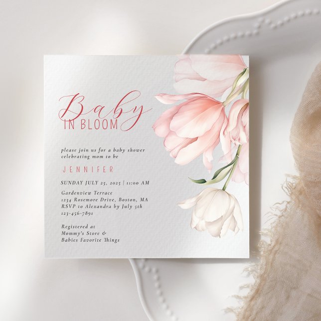 Invitación Elegante acuarela Tulip Baby Shower (Subido por el creador)