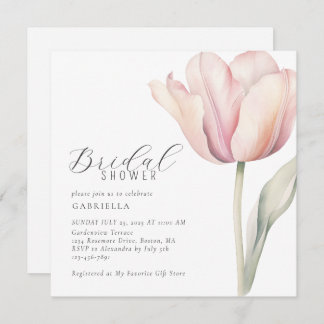 Invitación Elegante acuarela Tulip Bridal Shower