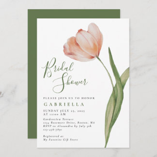 Invitación Elegante acuarela Tulip Green Bridal Shower