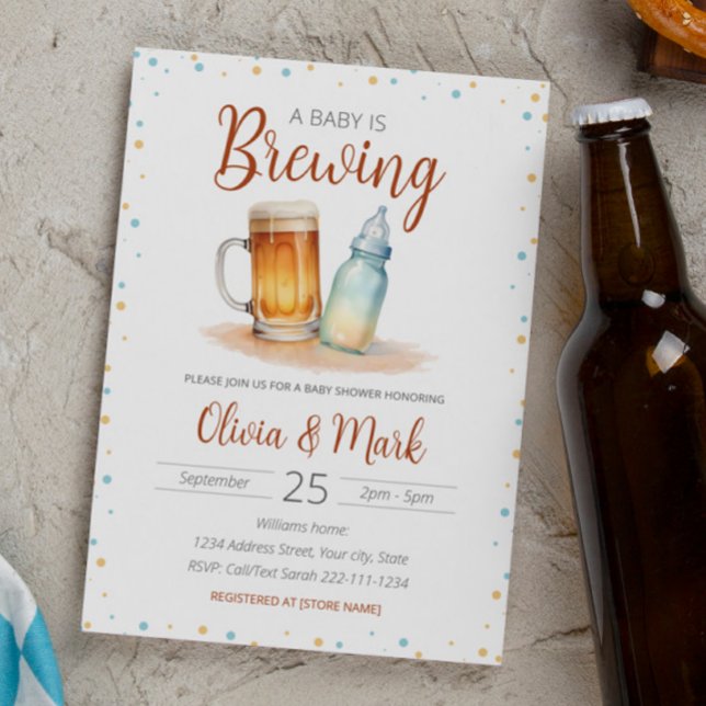 Invitación Elegante acuarela: Un bebé está preparando Baby Sh (Subido por el creador)