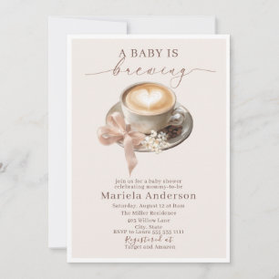 Invitación Elegante acuarela un bebé está preparando café mar