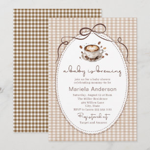 Invitación Elegante acuarela un bebé está preparando café mus