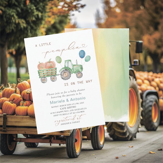 Invitación Elegante acuarela Un pequeño Baby Shower de calaba (Subido por el creador)