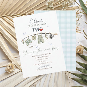 Invitación Elegante Acuarela Un pequeño pescador 2 cumpleaños