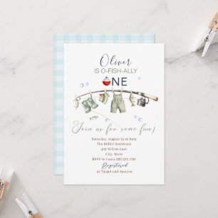 Invitación Elegante Acuarela Un pequeño pescador en un cumple
