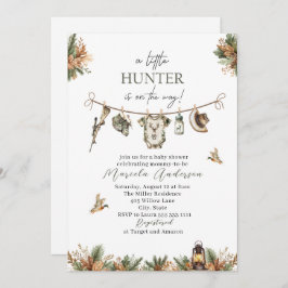 Invitación Elegante acuarela Un poco de Baby Shower Hunter