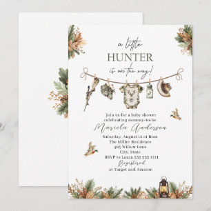 Invitación Elegante acuarela Un poco de Baby Shower Hunter