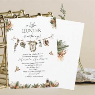 Invitación Elegante acuarela Un poco de Baby Shower Hunter