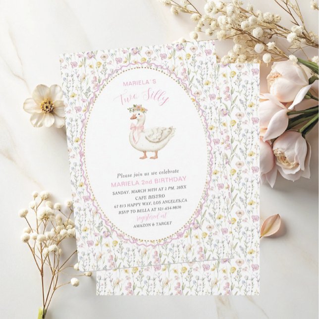 Invitación Elegante acuarela Un tonto de segundo cumpleaños B (Subido por el creador)