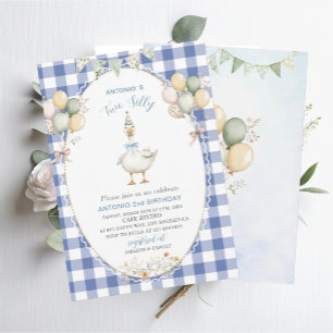 Invitación Elegante acuarela Un tonto de segundo cumpleaños B