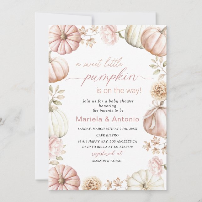 Invitación Elegante acuarela una pequeña calabaza dulce bebé  (Anverso)