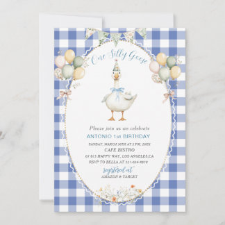 Invitación Elegante acuarela Una tonta gansa de primer cumple