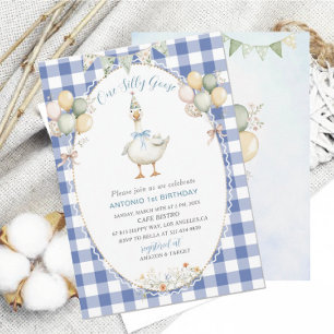 Invitación Elegante acuarela Una tonta gansa de primer cumple