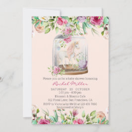 Invitación Elegante acuarela Unicornio Moda Floral Baby Showe