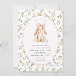 Invitación Elegante acuarela uno cumpleaños 2 algún conejito 