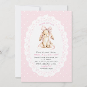 Invitación Elegante acuarela uno cumpleaños 2 algunos conejos